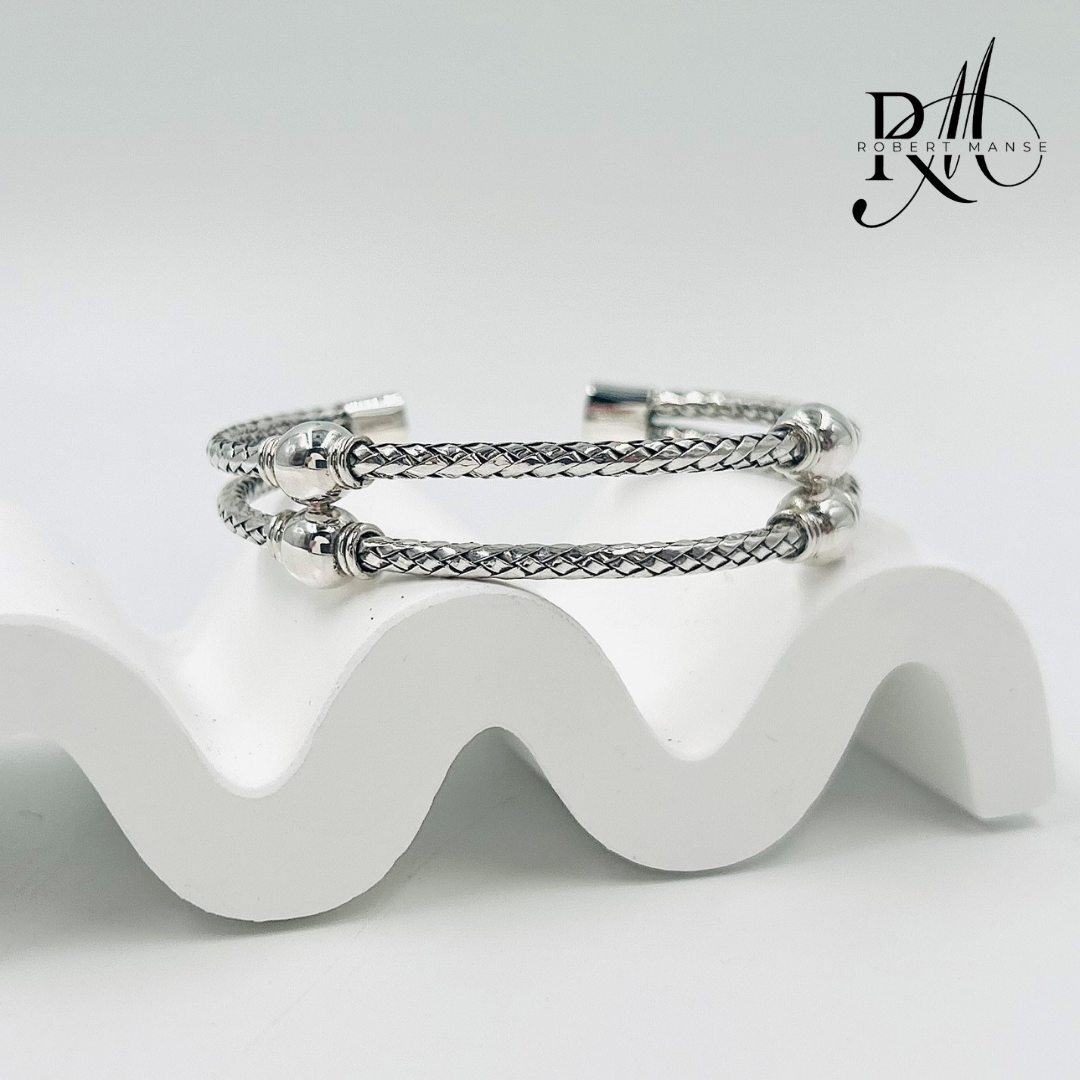 Bali RoManse Basket Weave Sterling Silver 7" Cuff Bracelet
