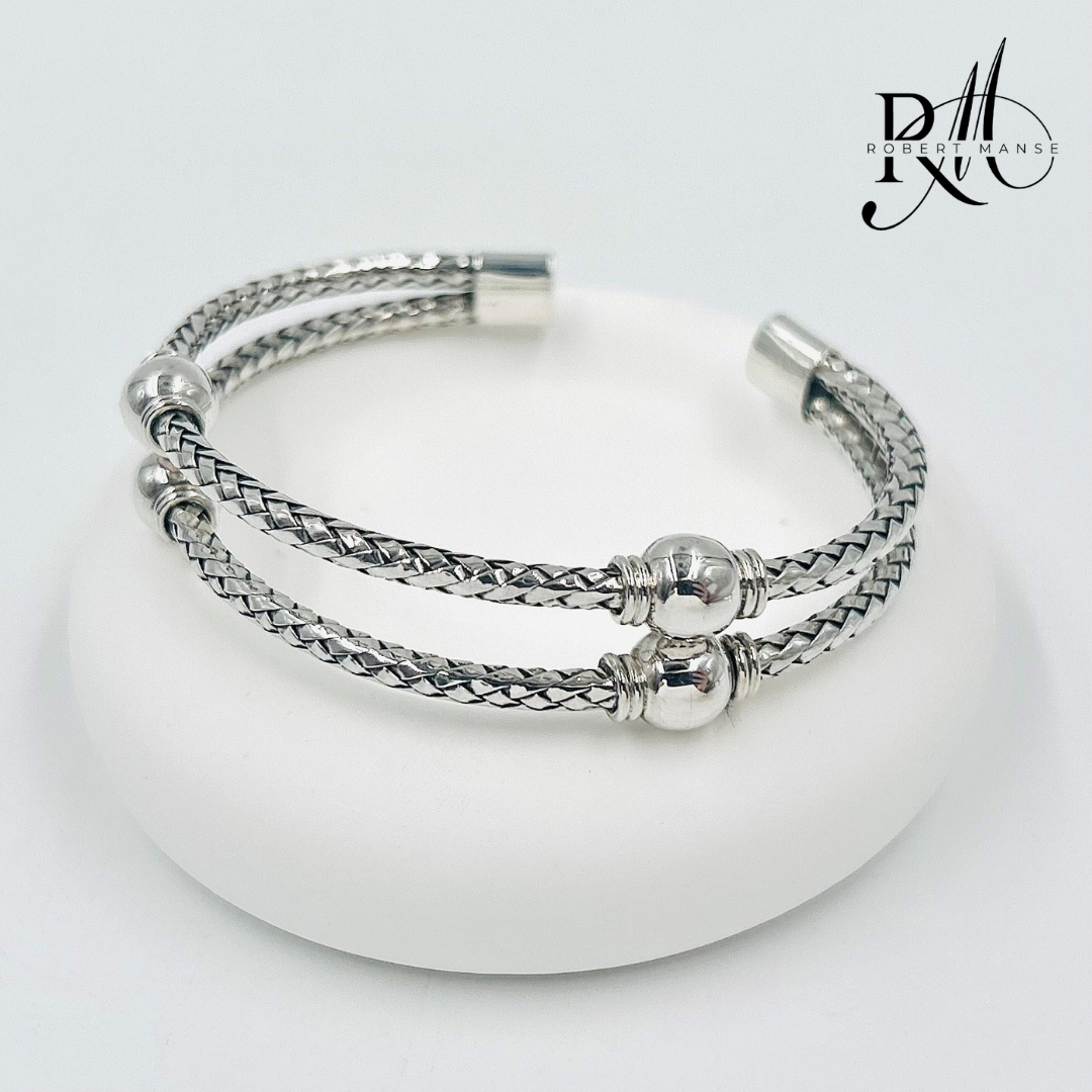 Bali RoManse Basket Weave Sterling Silver 7" Cuff Bracelet