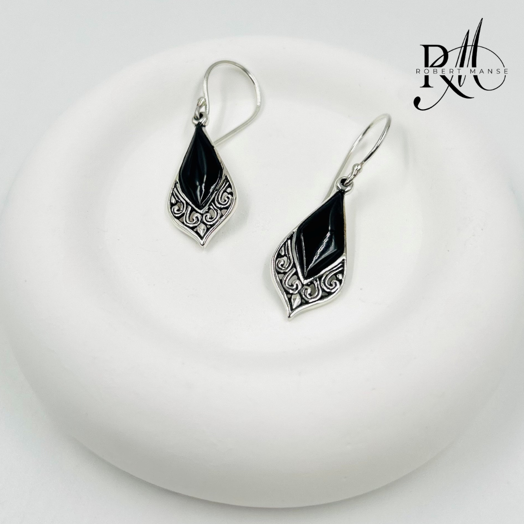 Bali RoManse Abalone & Mother of Pearl Sterling Silver Scrollwork Earrings