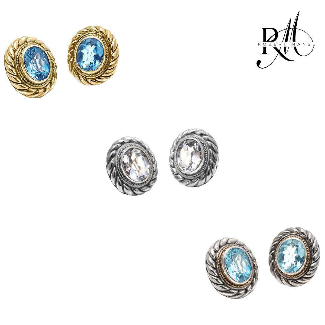 Bali RoManse Signature Cable & Gemstone Omega Back Earrings