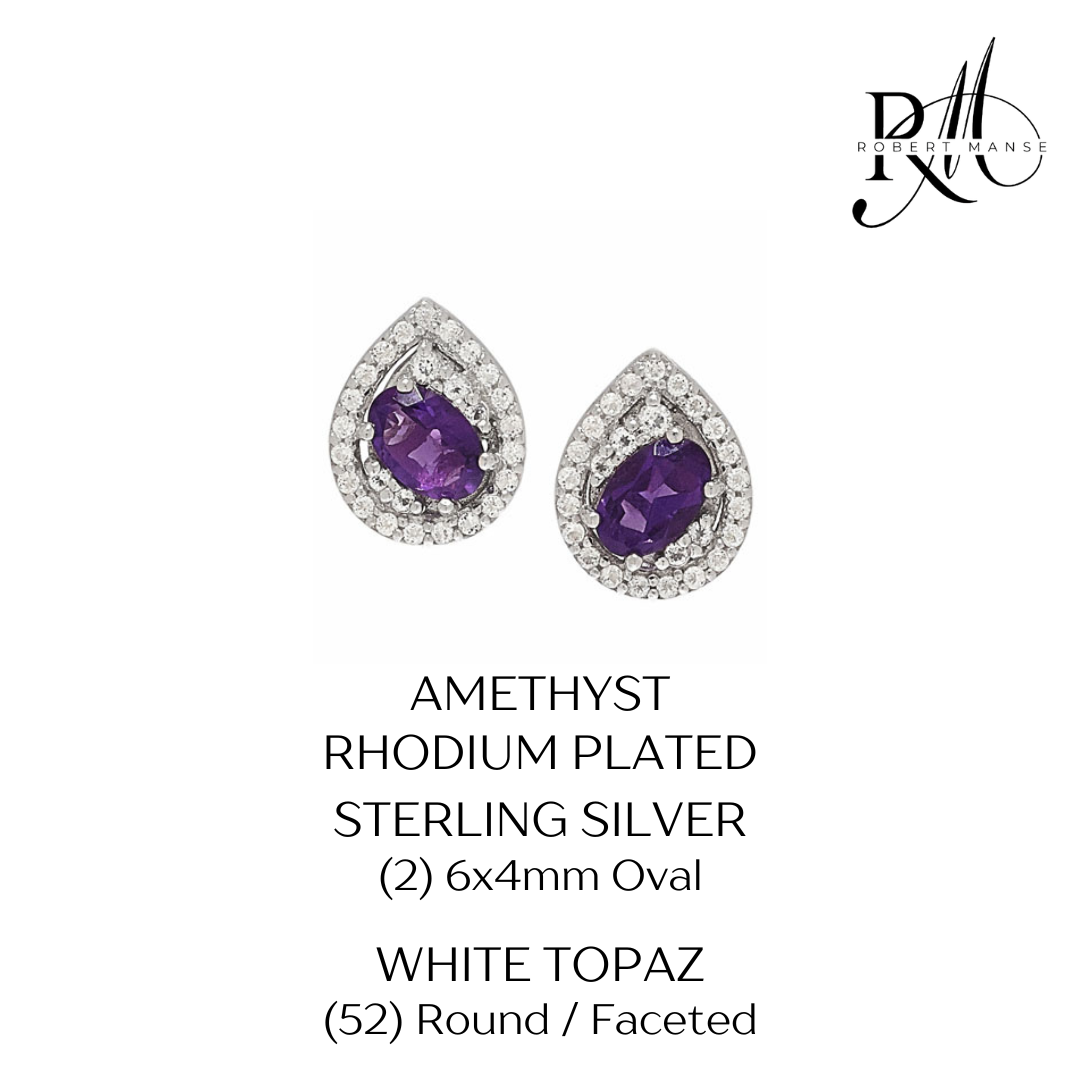 Gem RoManse Pear Shaped Multi-Gemstone Sterling Silver Stud Earrings