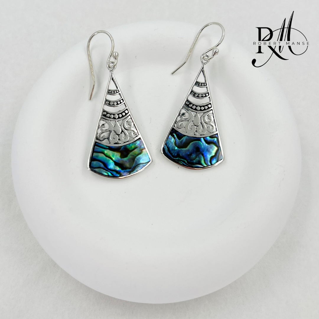 Bali RoManse Coral & Shell Fan-Shaped Sterling Silver Earrings