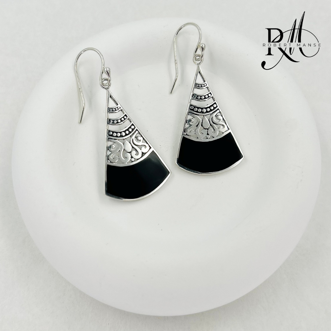 Bali RoManse Coral & Shell Fan-Shaped Sterling Silver Earrings