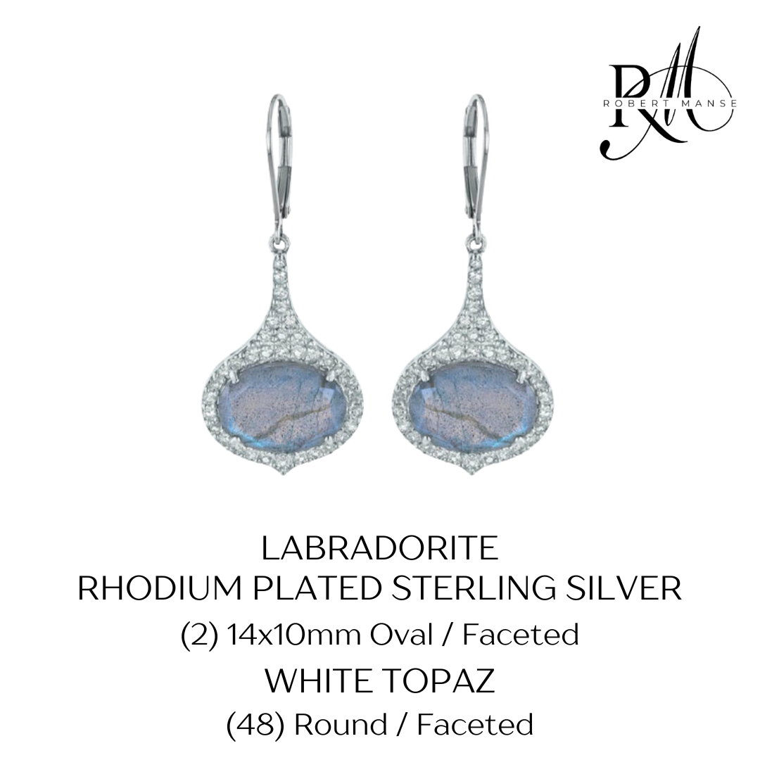 Gem RoManse East West Oval Sterling Silver Leverback Earrings