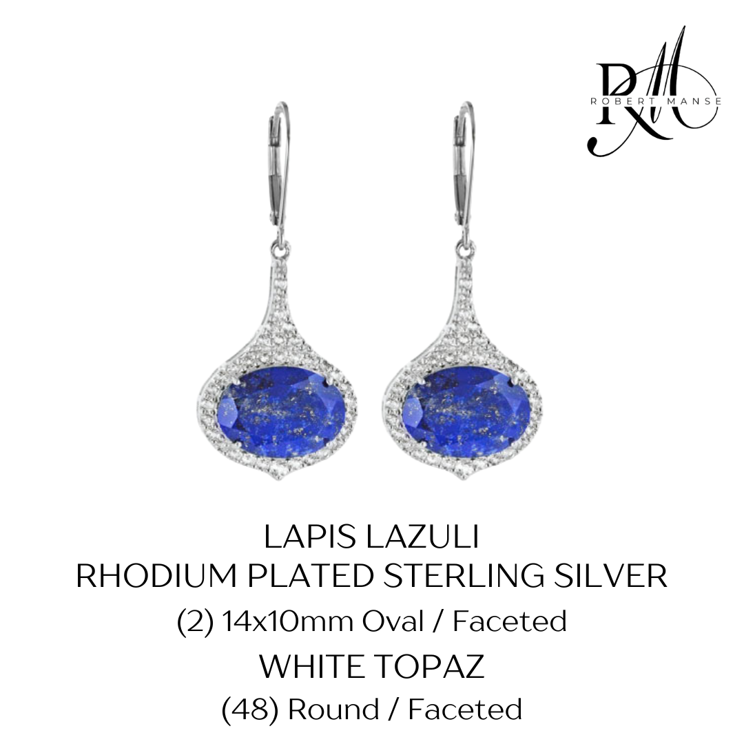 Gem RoManse East West Oval Sterling Silver Leverback Earrings