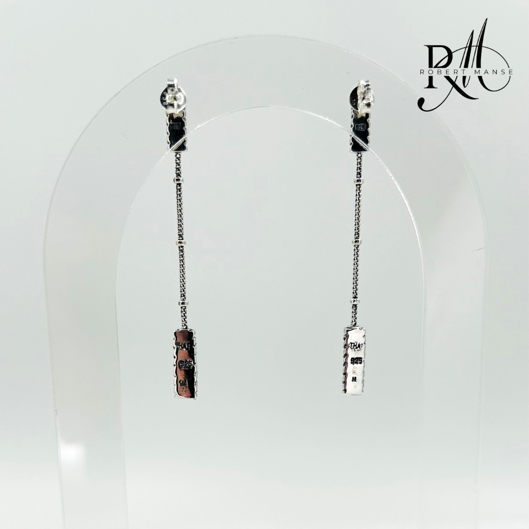 Gem RoManse Twisted Cable Sterling Silver Dangle Earrings