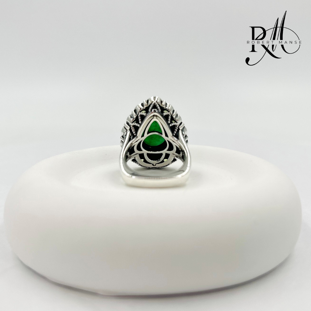 Gem RoManse Jade & Peridot Sterling Silver Cocktail Ring