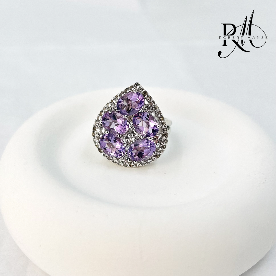 Mother's Day Blowout: Gem RoManse Gemstone Bouquet Sterling Silver Ring