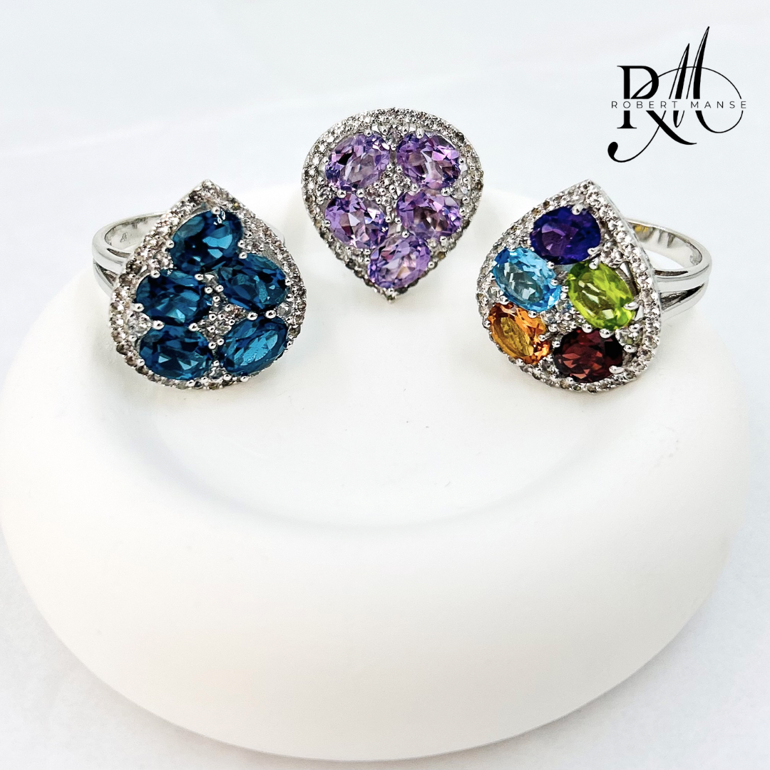 Mother's Day Blowout: Gem RoManse Gemstone Bouquet Sterling Silver Ring