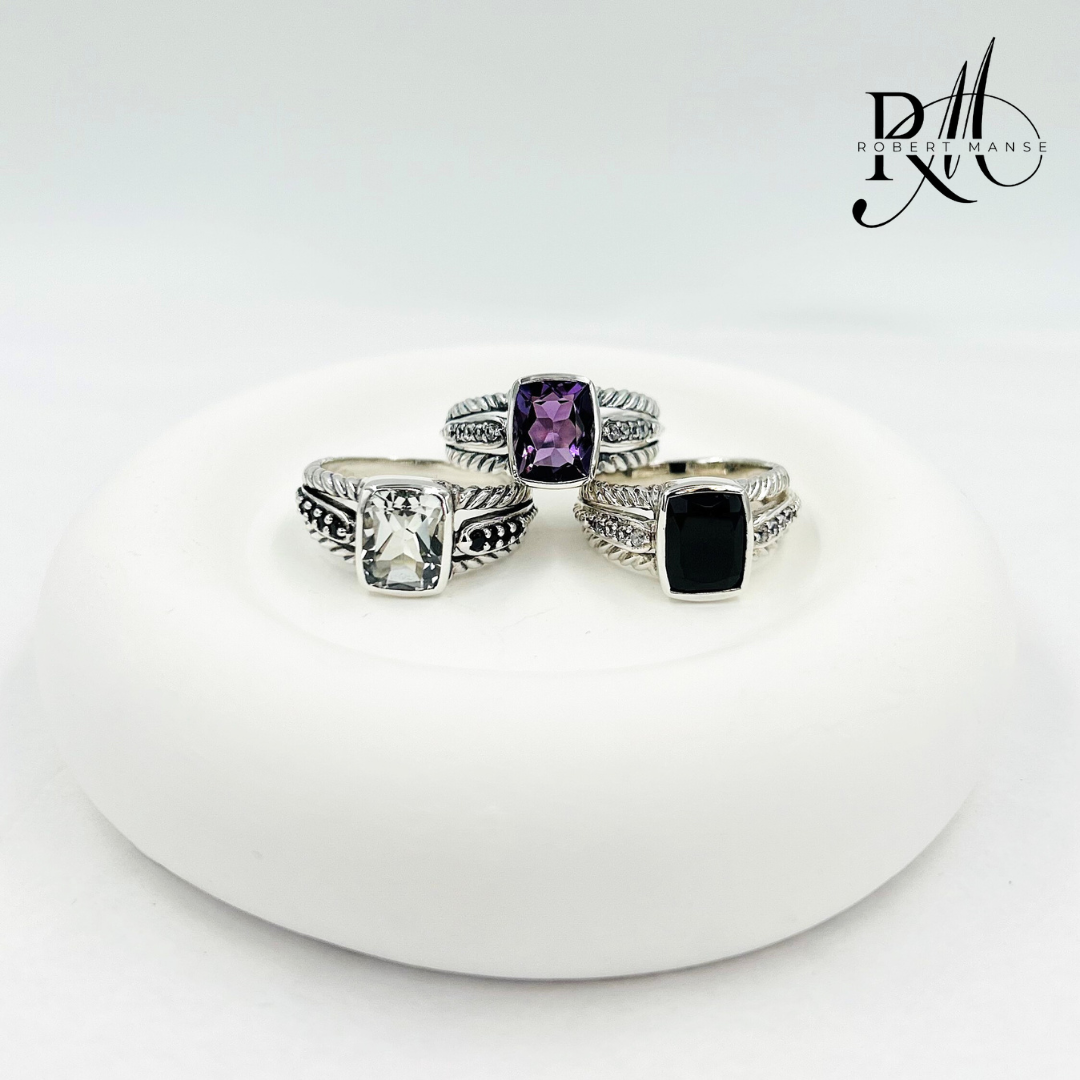 Gem RoManse Gemstone & Sterling Silver Cable Ring