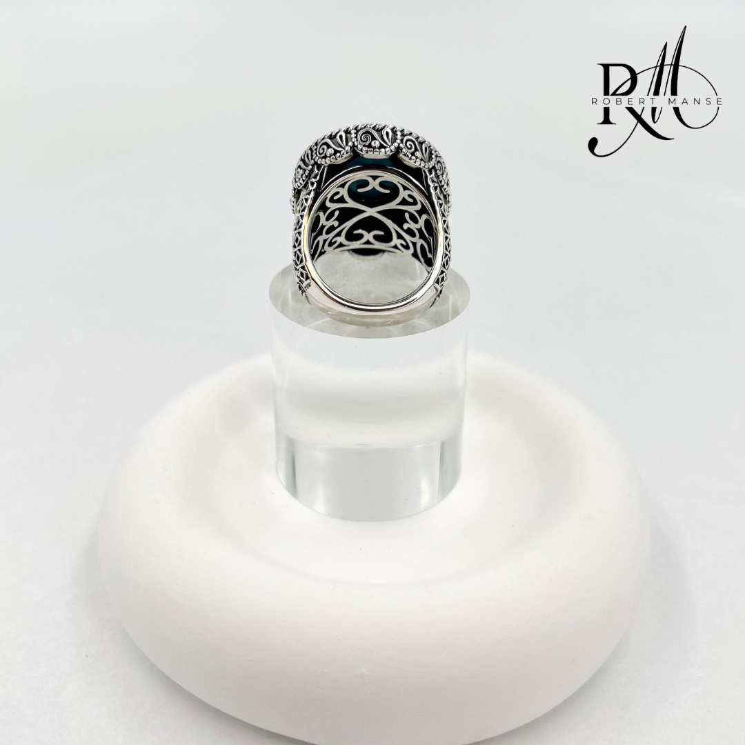 Gem RoManse Turquoise Sterling Silver & 18k Gold Accent Cocktail Ring