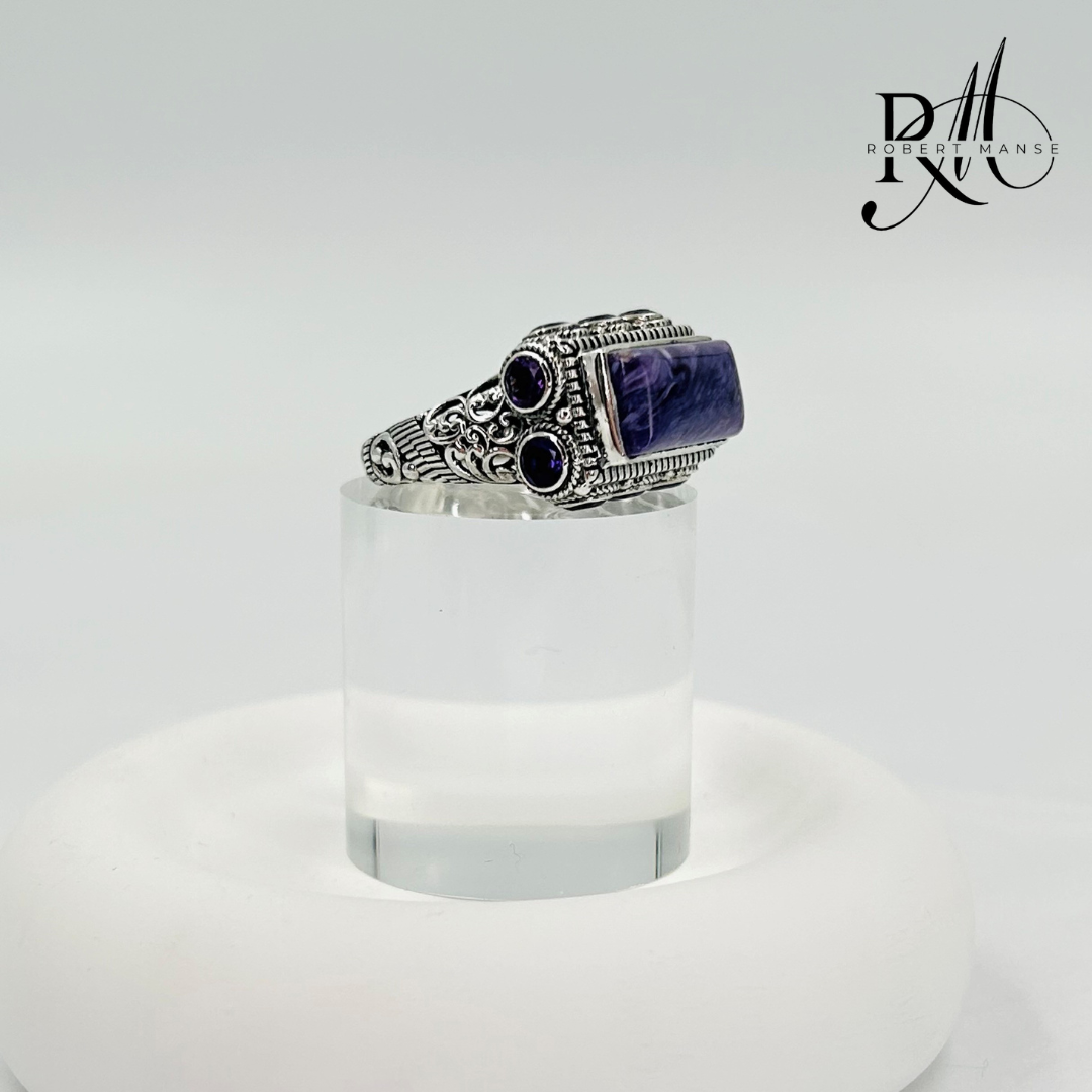 Gem RoManse Multi-Stone Sterling Silver Rectangular Cocktail Ring