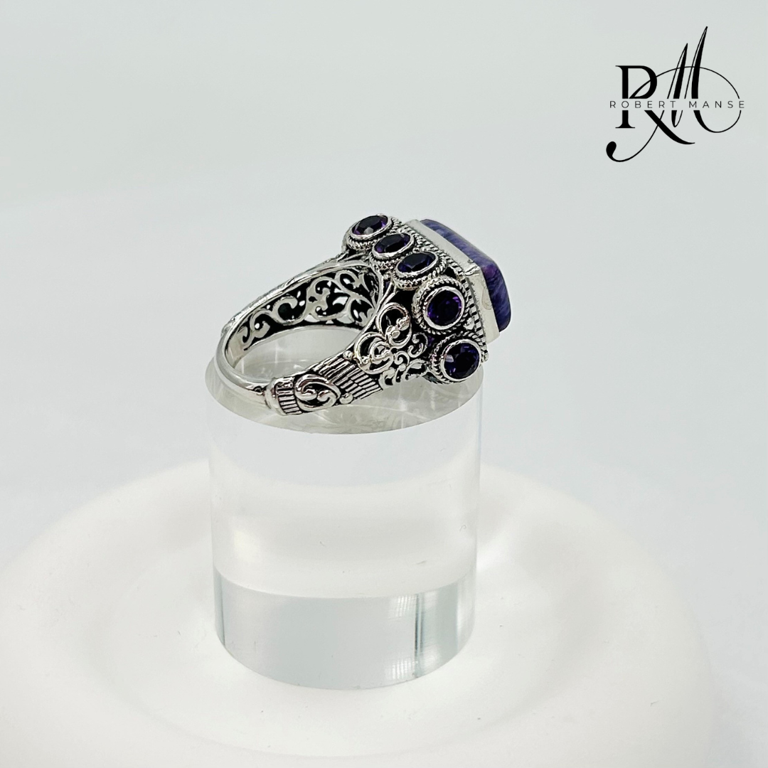 Gem RoManse Multi-Stone Sterling Silver Rectangular Cocktail Ring