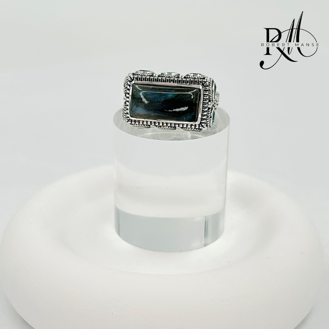 Gem RoManse Multi-Stone Sterling Silver Rectangular Cocktail Ring