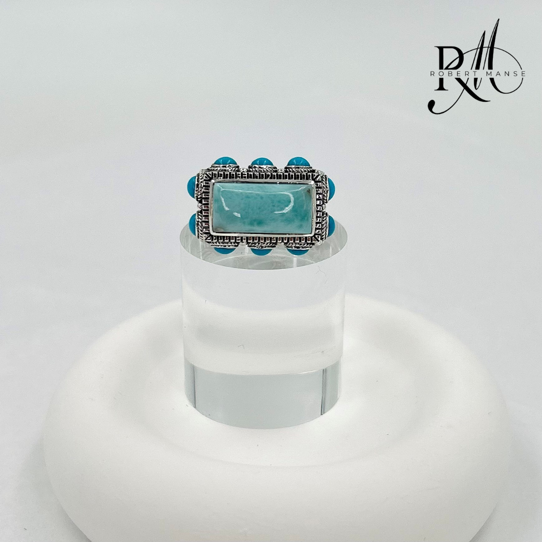 Gem RoManse Multi-Stone Sterling Silver Rectangular Cocktail Ring