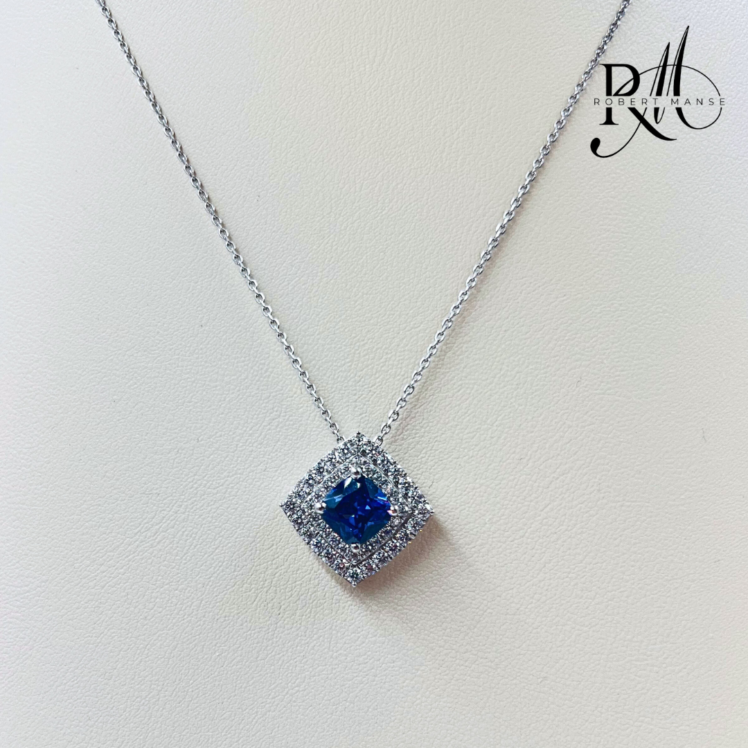 CZ RoManse Square Pavé Sterling Silver Necklace