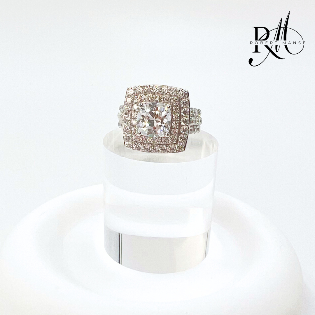 CZ RoManse Square Pavé Sterling Silver Cocktail Ring