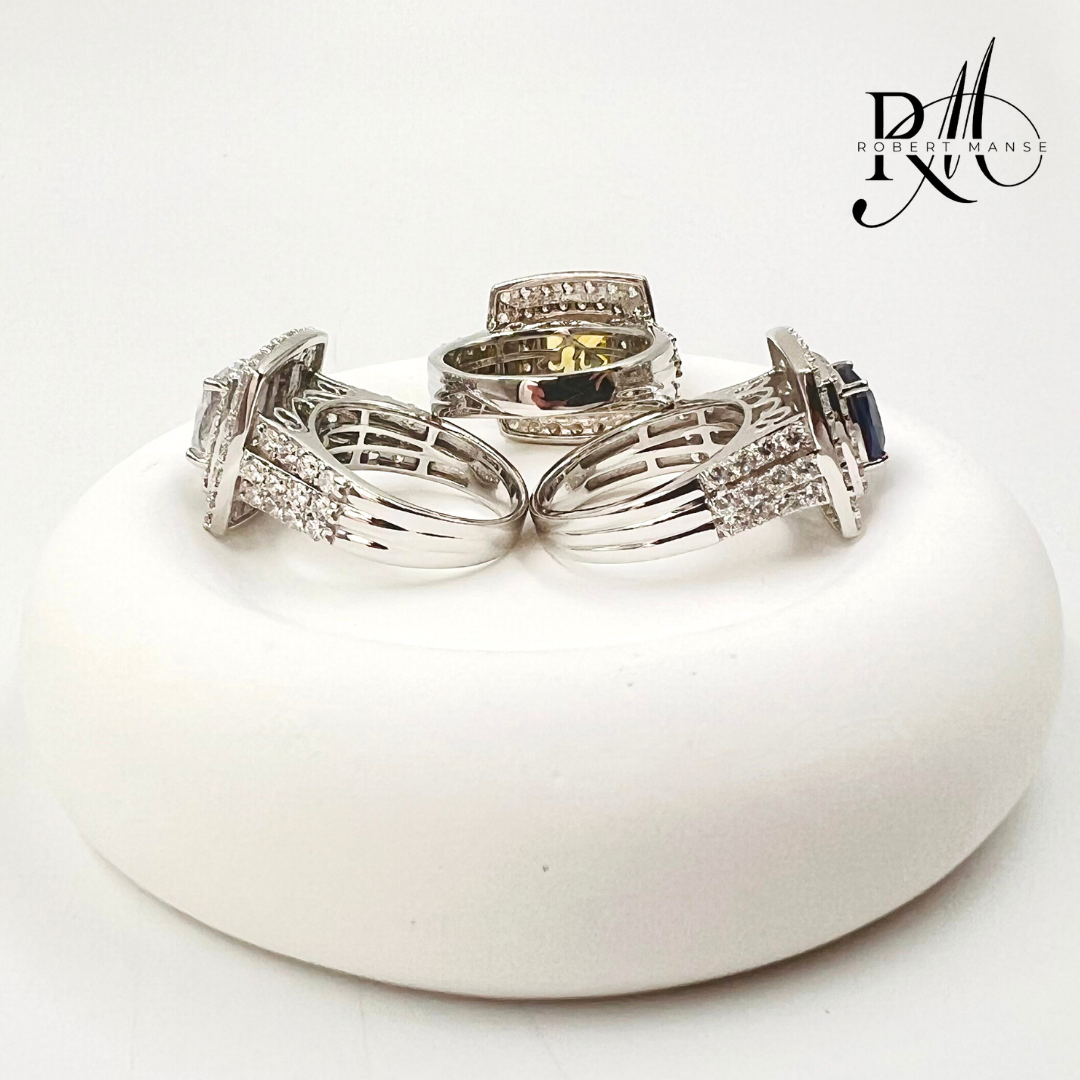 CZ RoManse Square Pavé Sterling Silver Cocktail Ring