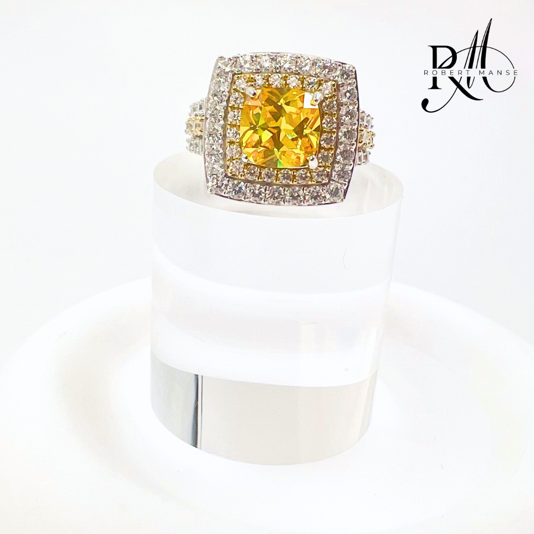 CZ RoManse Square Pavé Sterling Silver Cocktail Ring