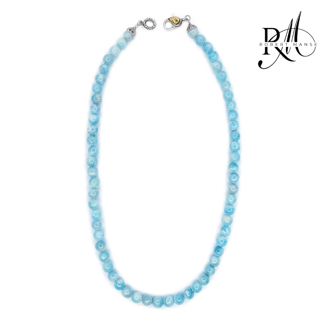 Bali RoManse Milky Aquamarine Beaded Sterling Silver Necklace