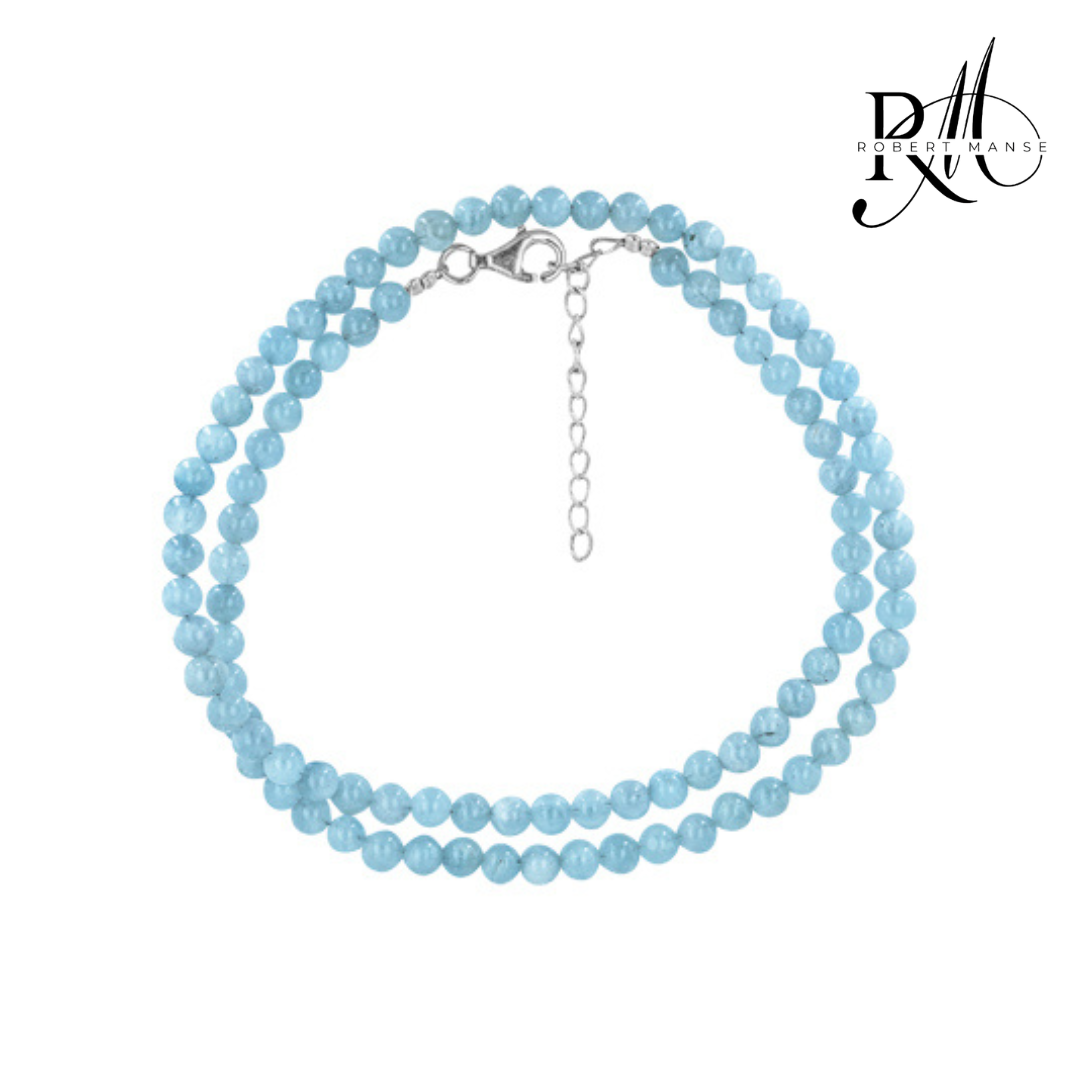 Gem RoManse Milky Aquamarine Beaded Sterling Silver Necklace