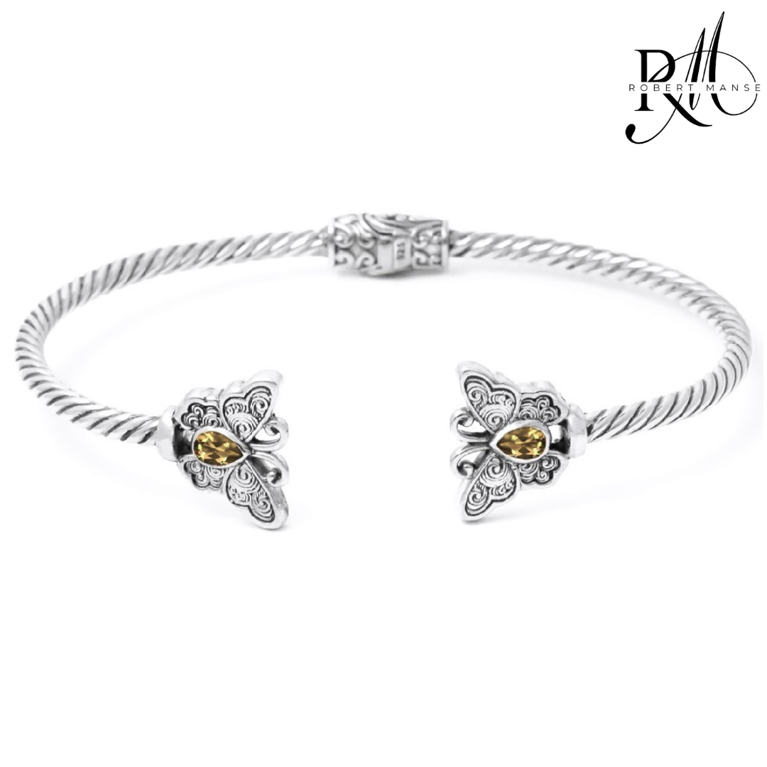 Bali RoManse Butterfly Sterling Silver Hinged Cuff Bracelet