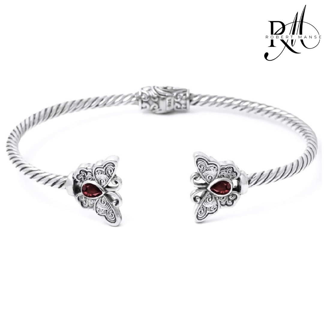 Bali RoManse Butterfly Sterling Silver Hinged Cuff Bracelet