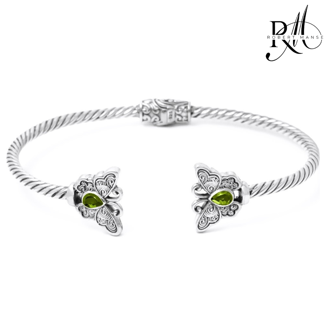 Bali RoManse Butterfly Sterling Silver Hinged Cuff Bracelet