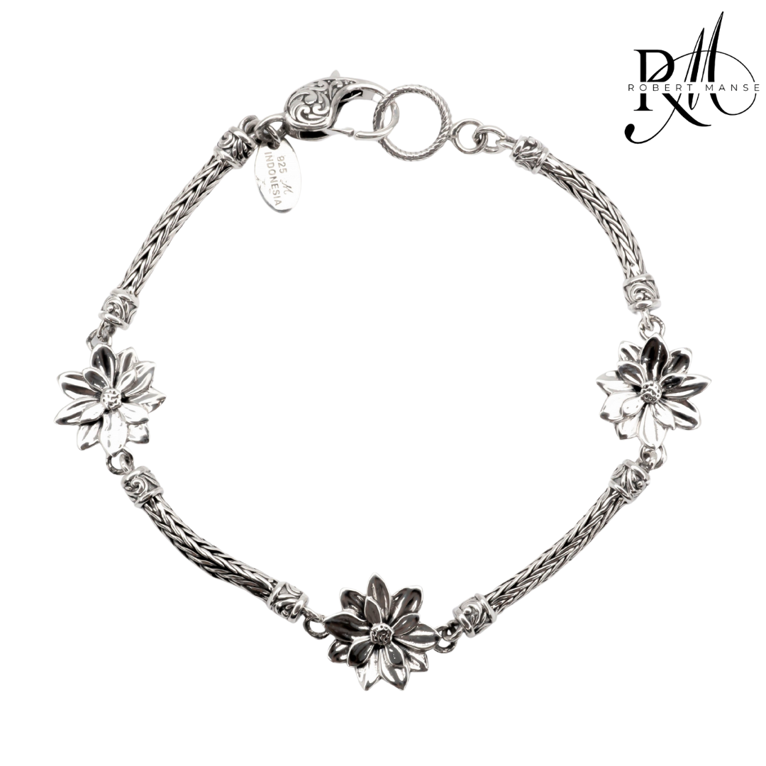 Bali RoManse Flower Station Sterling Silver Bracelet