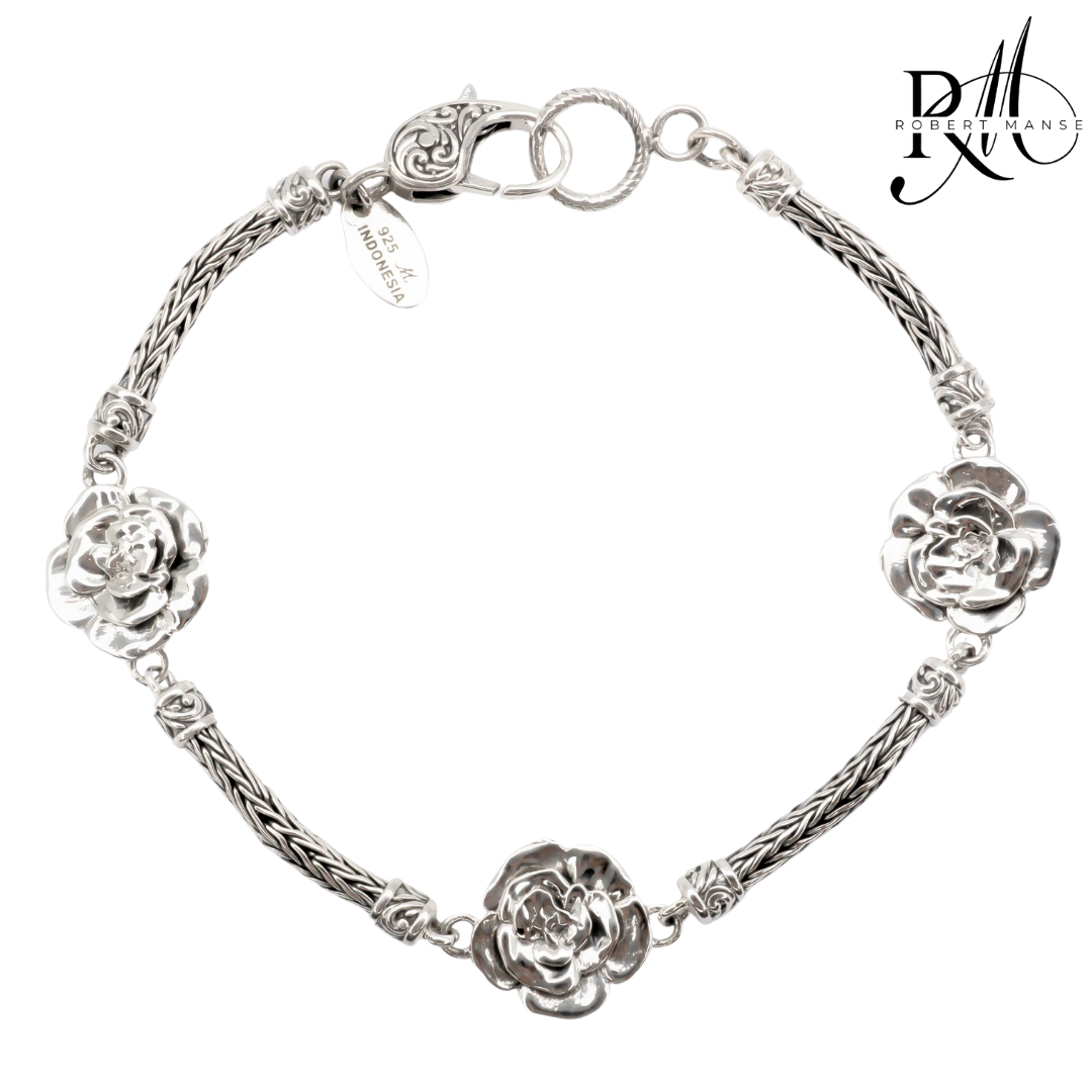 Bali RoManse Flower Station Sterling Silver Bracelet