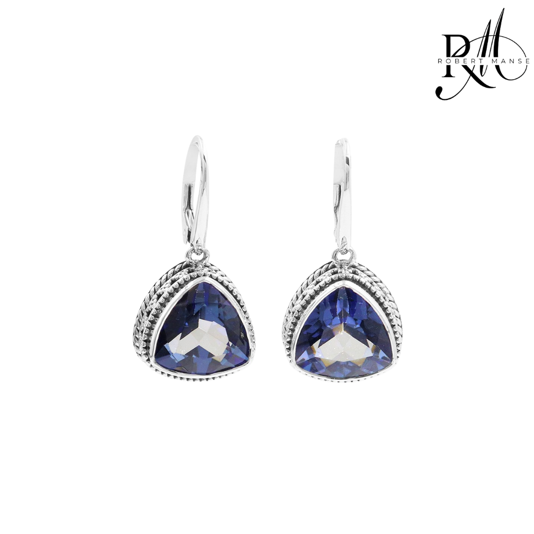 Gem RoManse Sterling Silver Drop Leverback Earrings