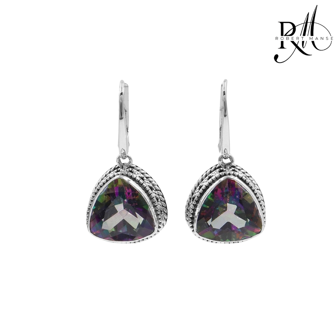 Gem RoManse Sterling Silver Drop Leverback Earrings