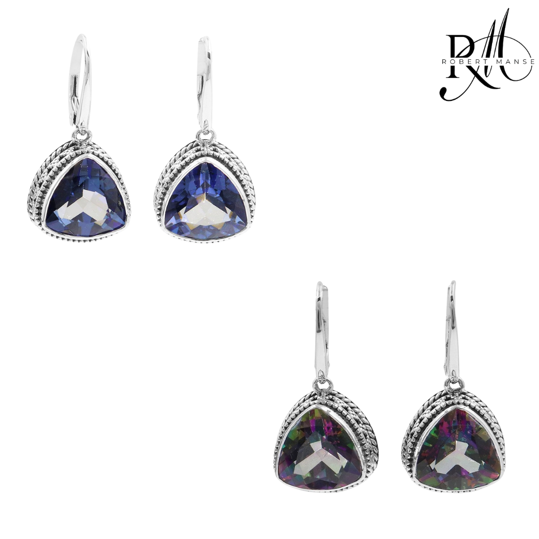 Gem RoManse Sterling Silver Drop Leverback Earrings