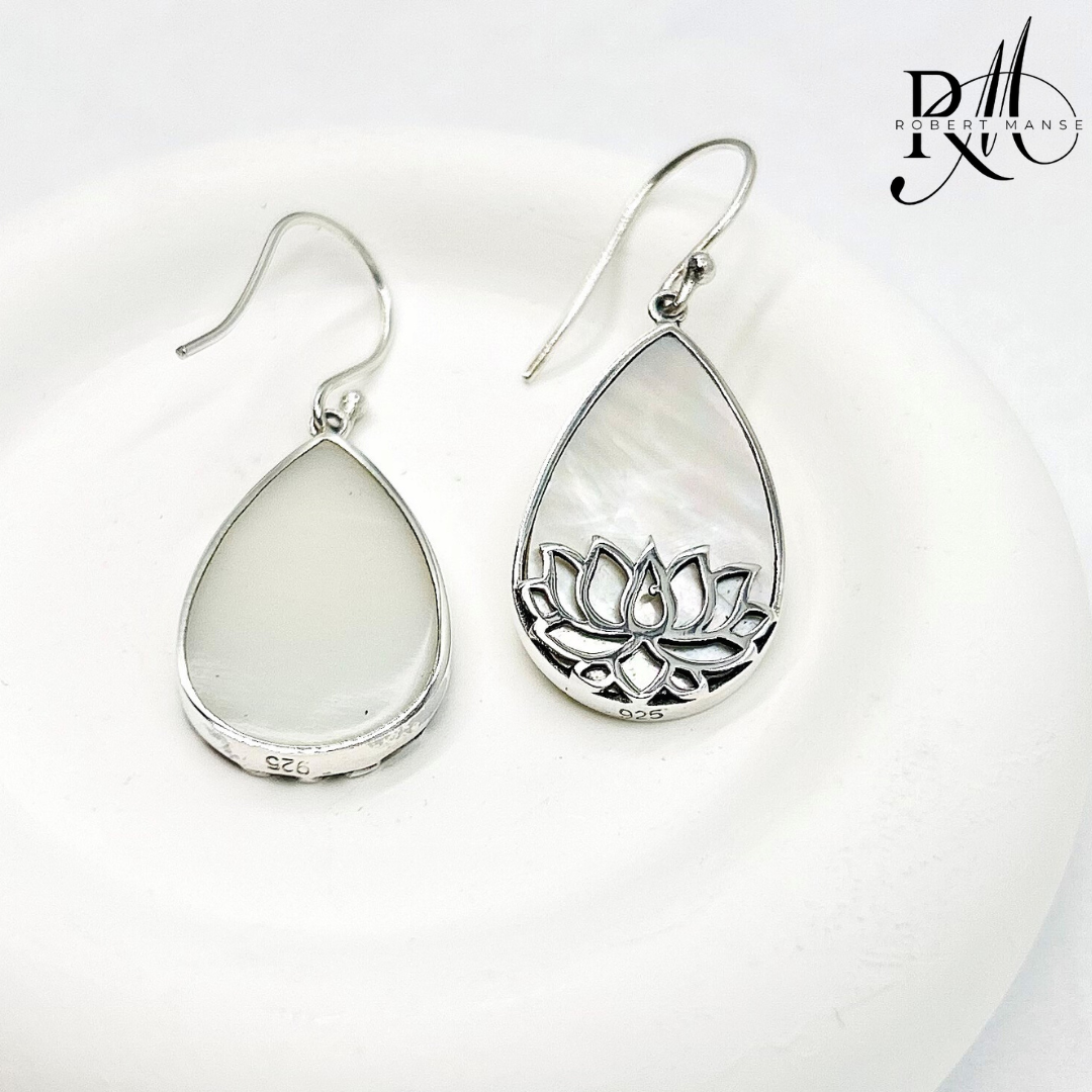 Bali RoManse Sterling Silver Mother of Pearl Lotus Earrings