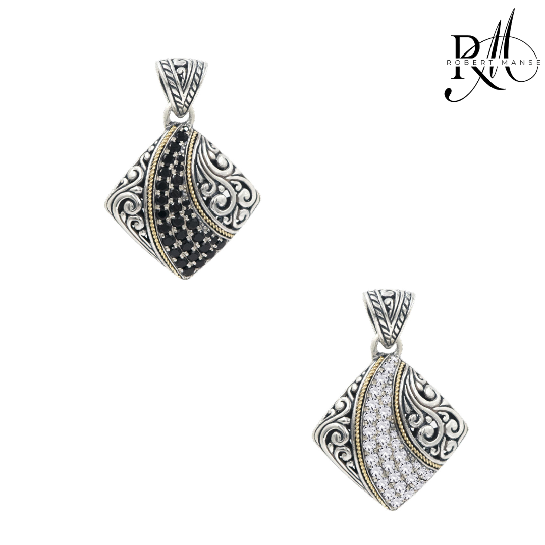 Bali RoManse Pavé Gemstone Two-Tone Pendant