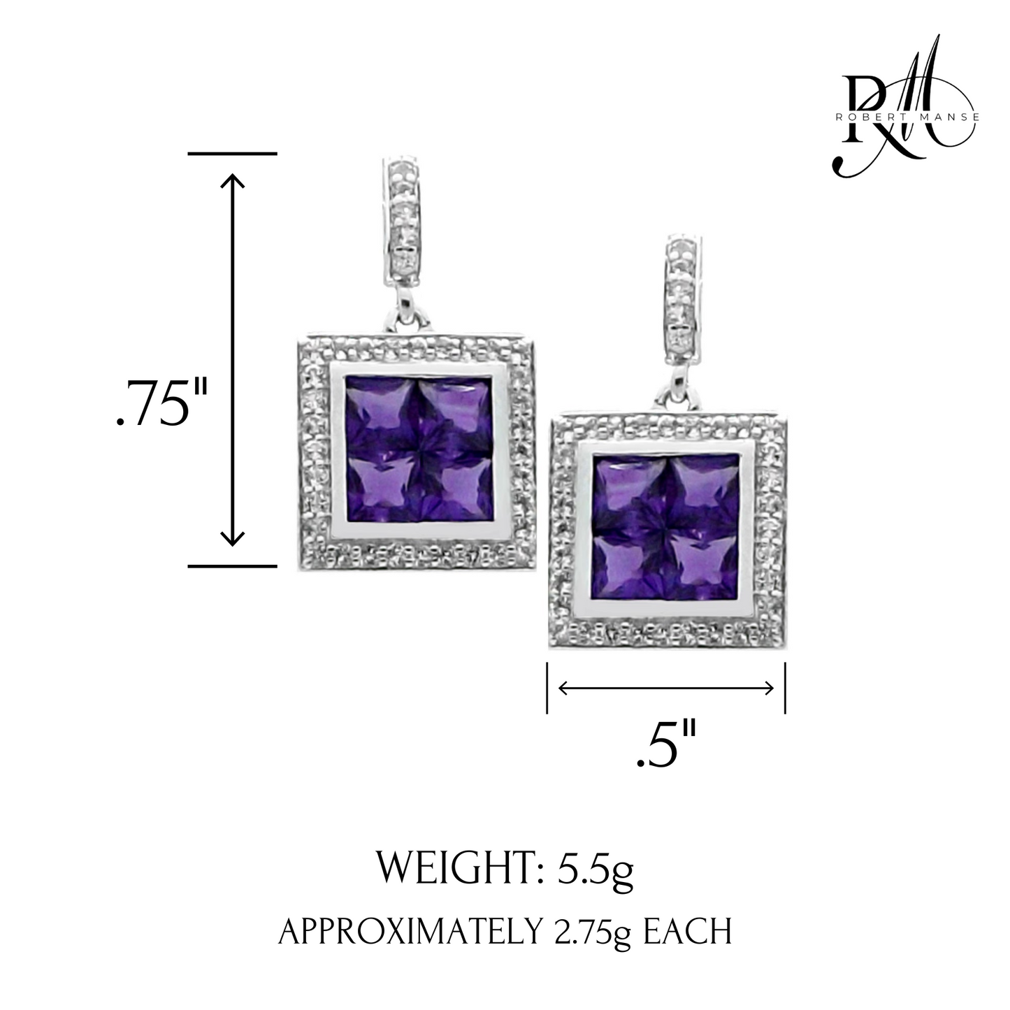 Gem RoManse Geometric Sterling Silver Drop Earrings