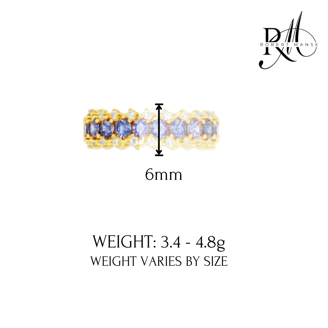 CZ RoManse Pavé Sterling Silver & Gold Plated Eternity Band Ring