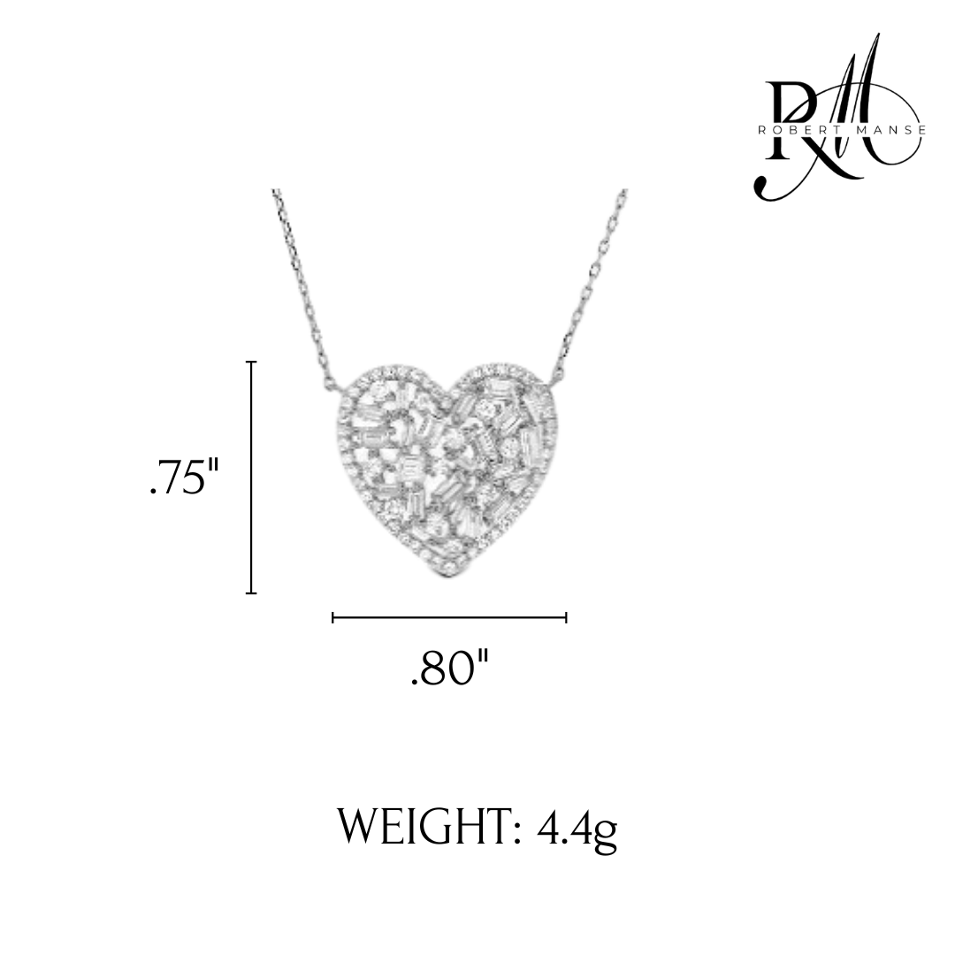 CZ RoManse Heart Cluster Pendant Necklace