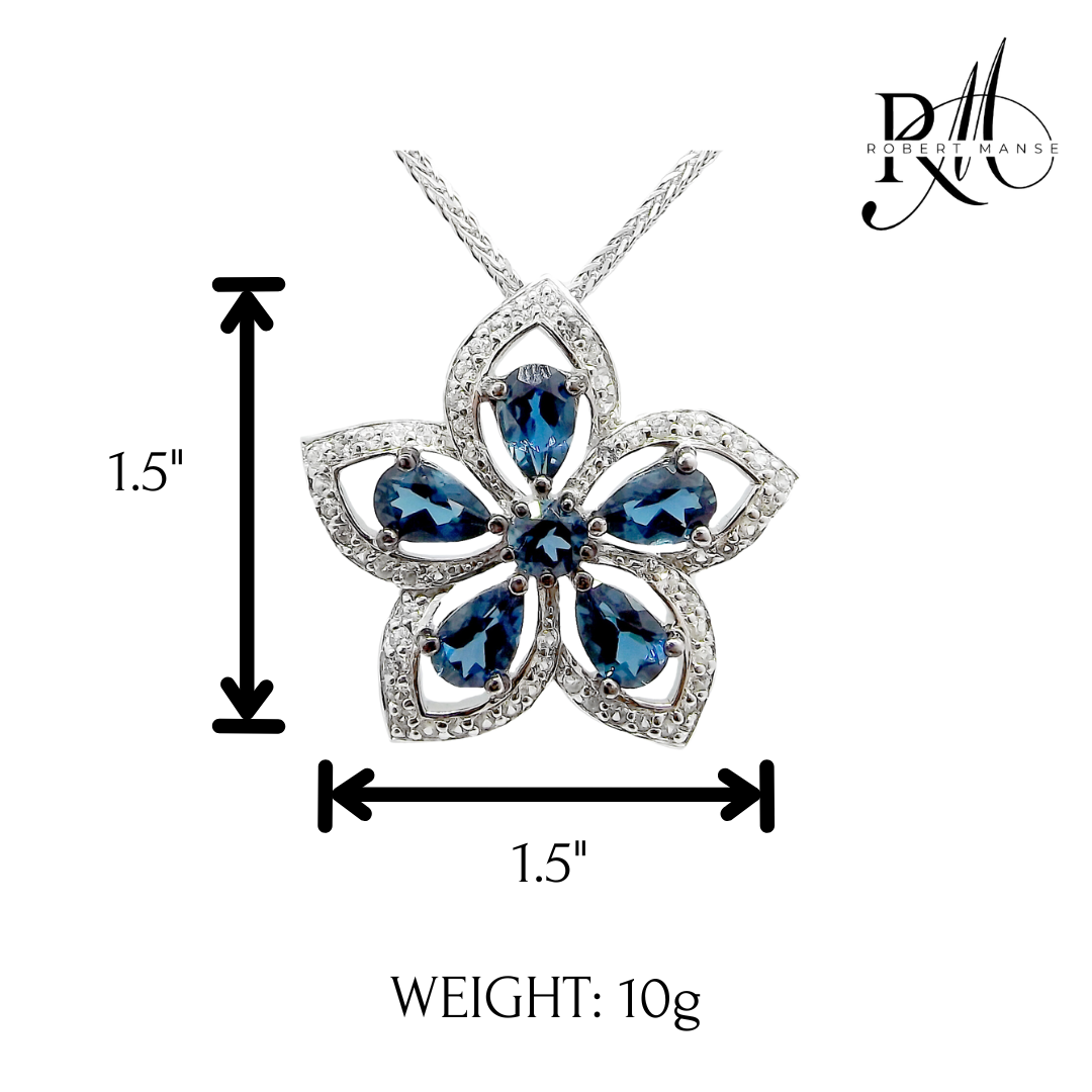 Gem RoManse Flower Sterling Silver 18” Pendant Necklace