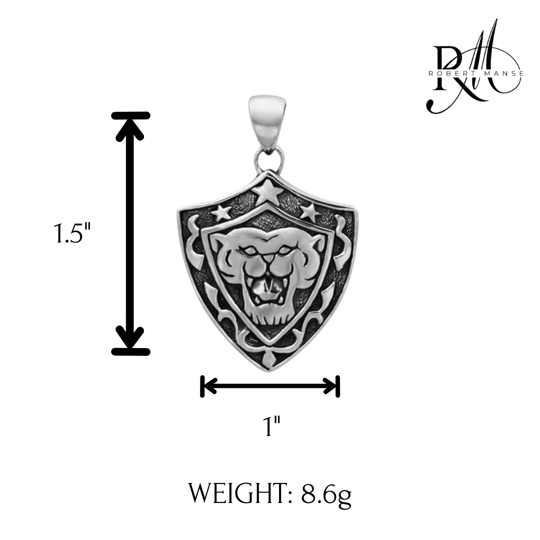 BroManse Lion Shield Sterling Silver Pendant
