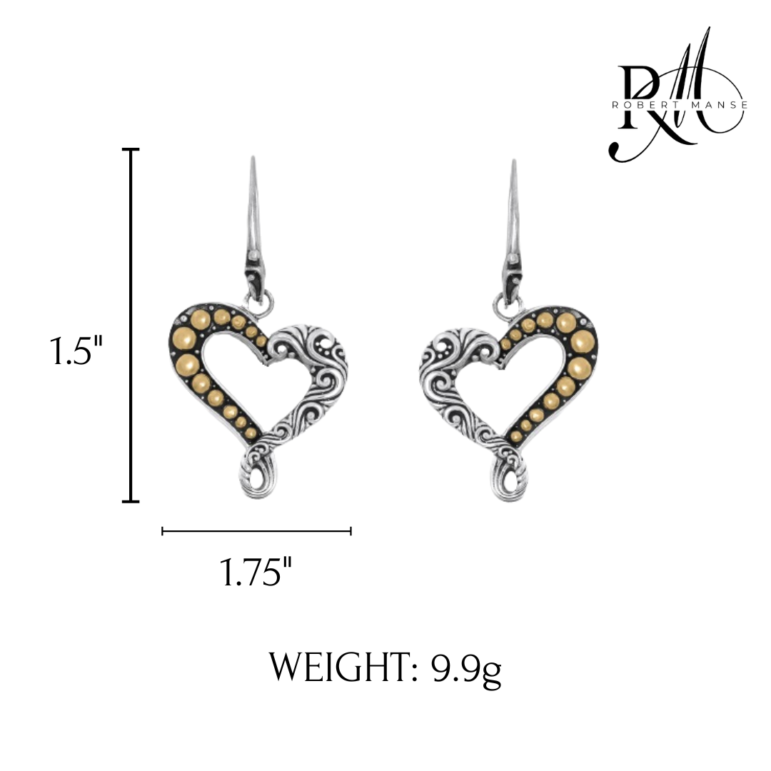 Bali RoManse Two-Tone Heart Sterling Silver & 18k Gold Earrings