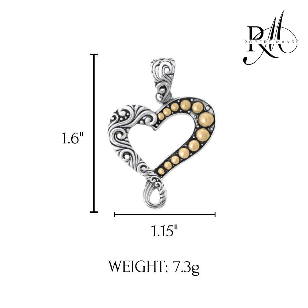 Bali RoManse Two-Tone Heart Sterling Silver & 18k Gold Pendant