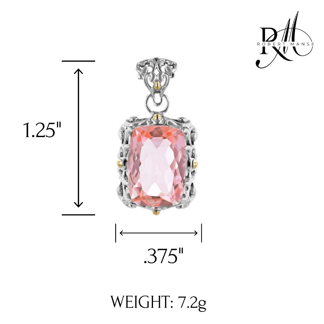 Gem RoManse Scrollwork Sterling Silver Pendant with 18k Gold Accents