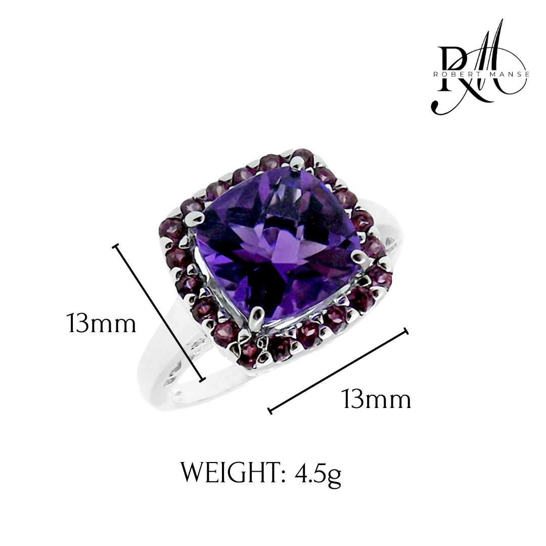 Gem RoManse Rhodium Plated Sterling Silver Cocktail Ring