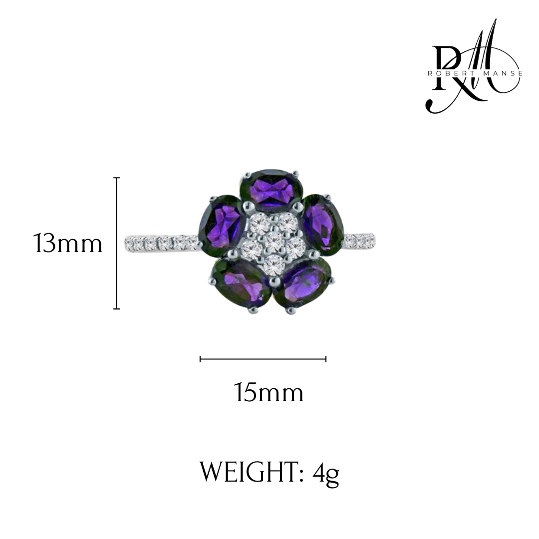 Gem RoManse Flower Multi-Gemstone Sterling Silver Ring