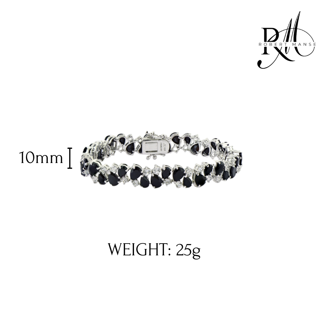 Gem RoManse Pear Shaped Gemstone & White Topaz Sterling Silver Cluster Bracelet