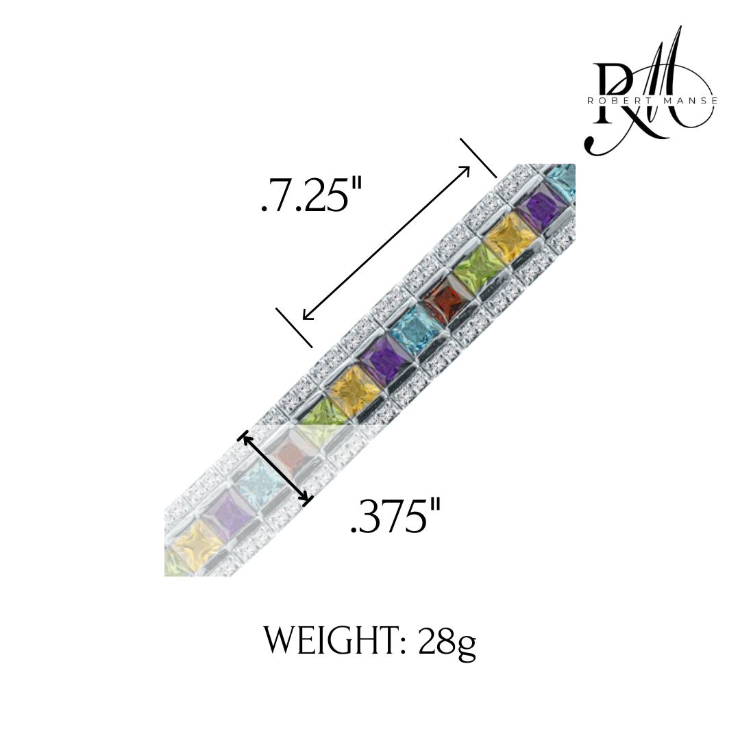 Gem RoManse Geometric Sterling Silver Tennis Bracelet