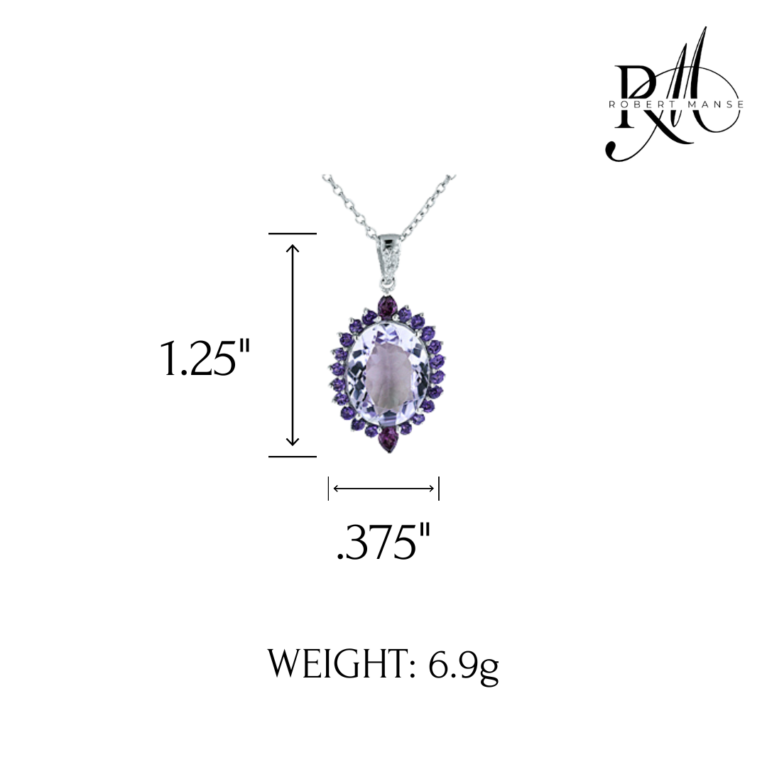 Gem RoManse Sterling Silver Oval Station Pendant Necklace