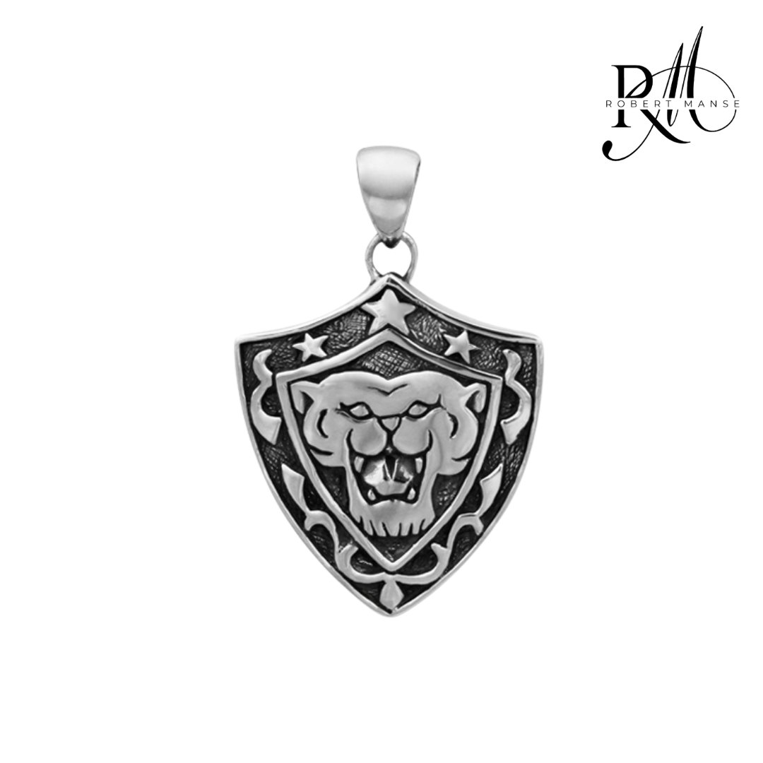 BroManse Lion Shield Sterling Silver Pendant