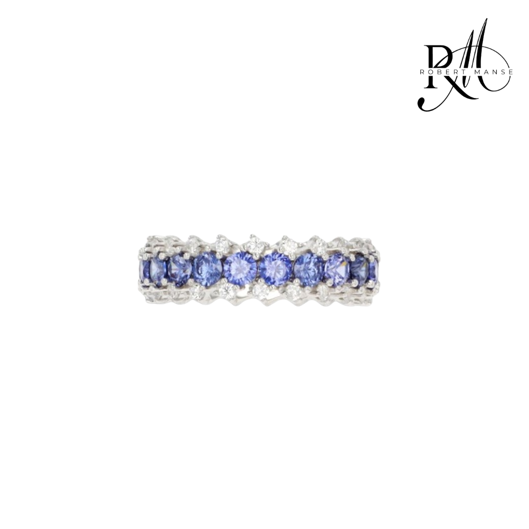 CZ RoManse Pavé Sterling Silver & Gold Plated Eternity Band Ring
